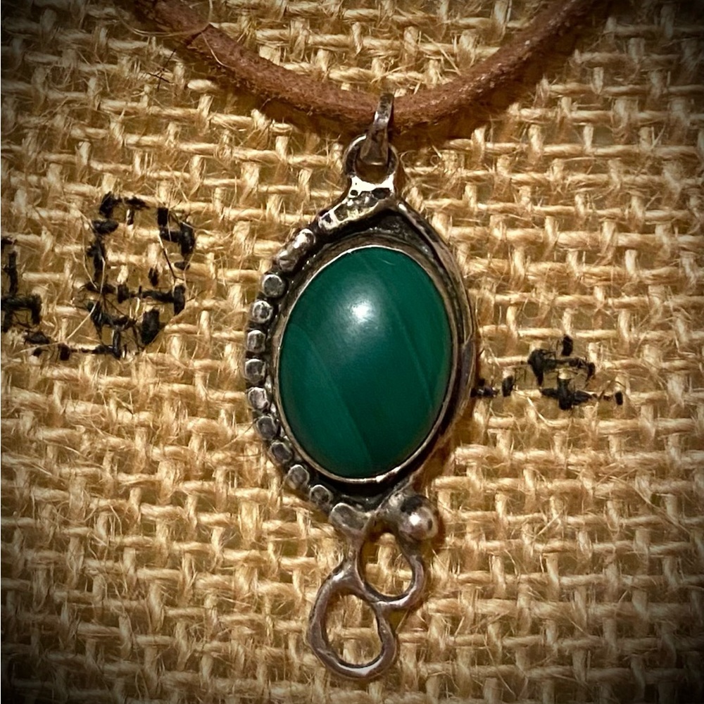 Sterling Silver and Green Malachite Pendant